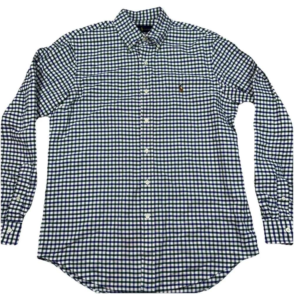 Polo Ralph Lauren Men's Medium Gingham Check Flesh Pony Button Down - Picture 4 of 9